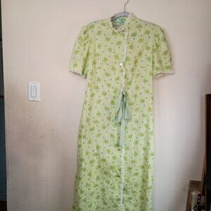 Vintage Dressing Gown Robe Gaymode for JC Penney Cotton Floral Ribbon Belt EUC